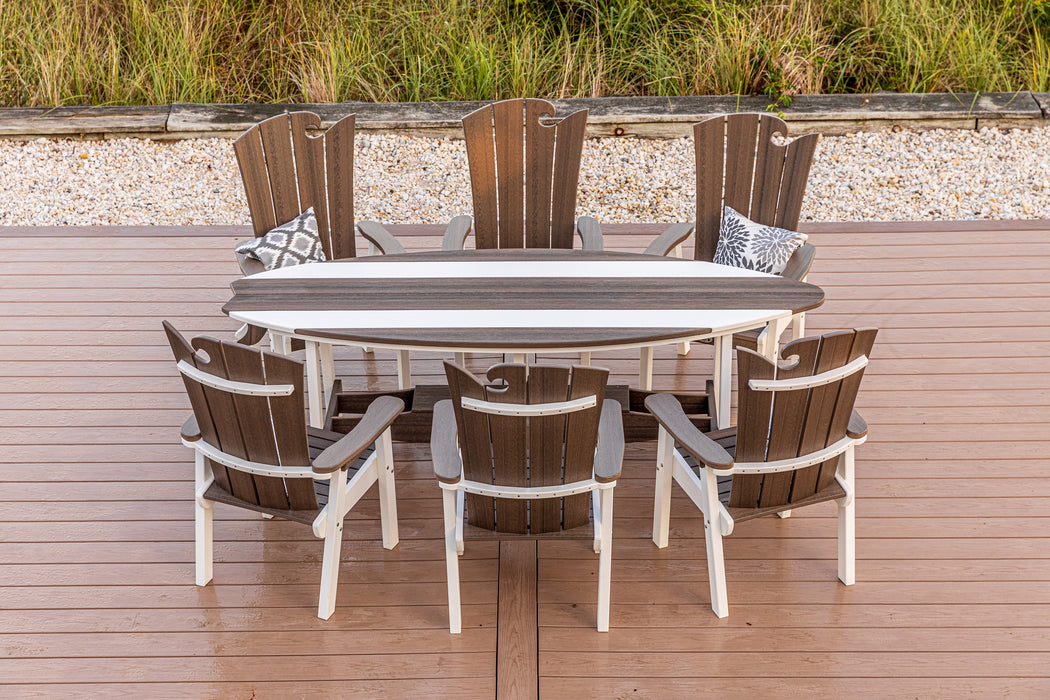 Amish-Made SurfAira Collection 8' Surfboard-Shaped Poly Dining Table Set