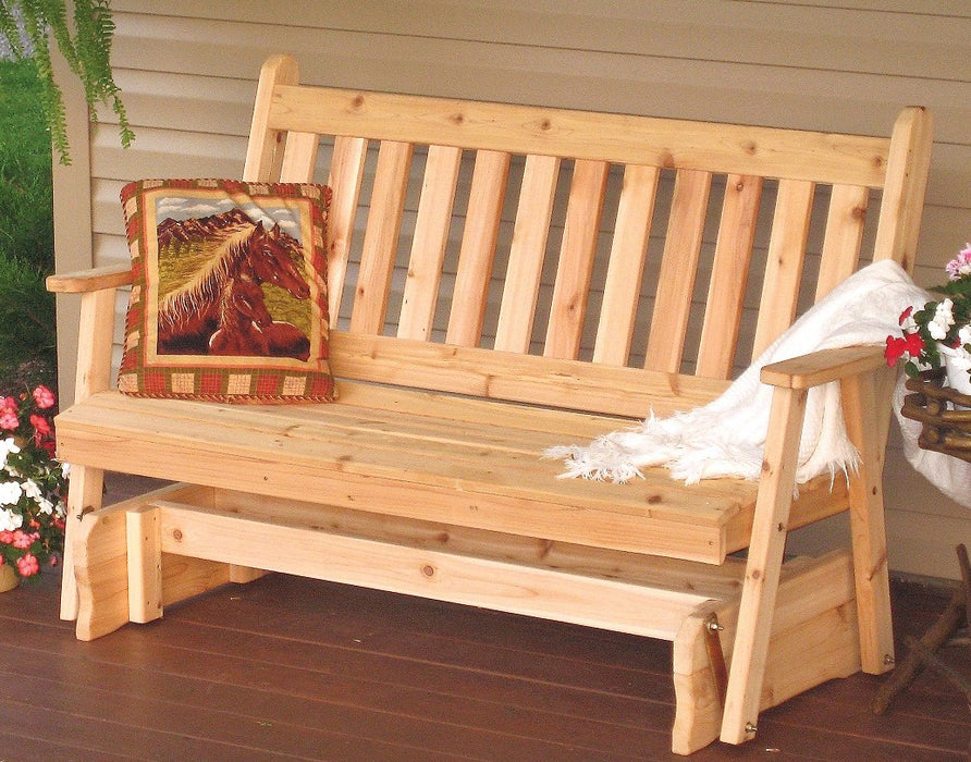 A&L Furniture Co. Amish-Made Cedar Traditional English Glider Benches