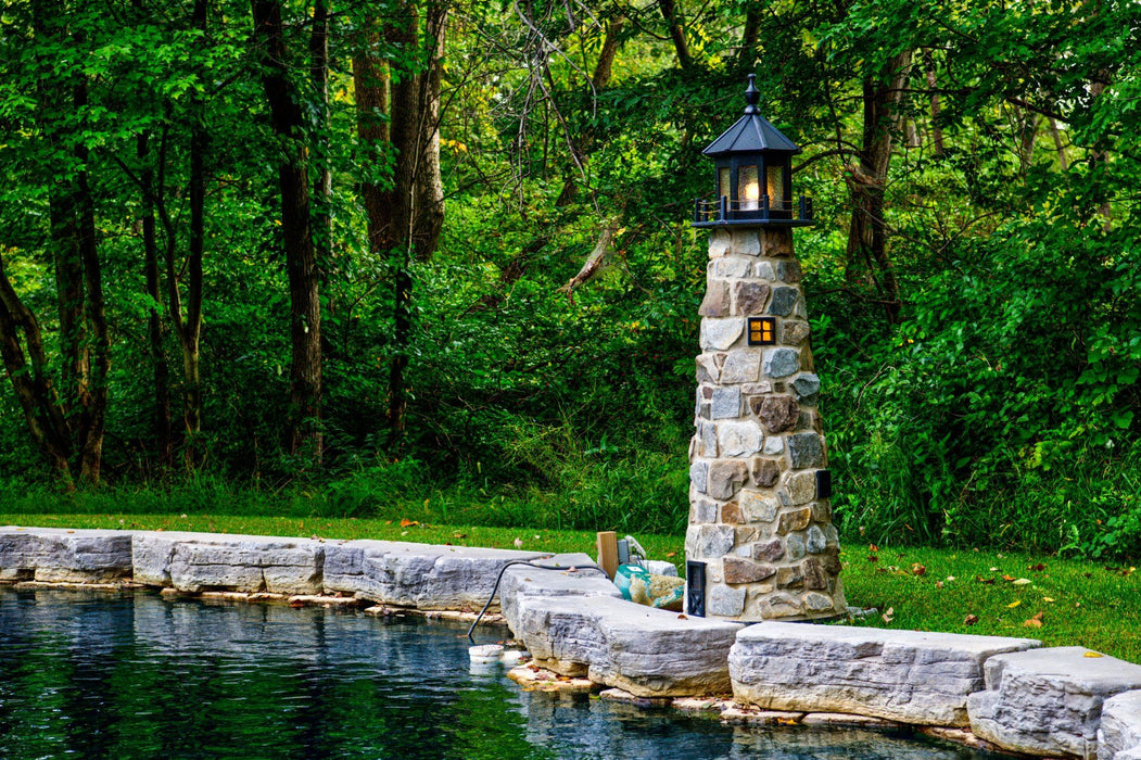 Amish-Made Stone Faced Lighthouses with Interior Lighting