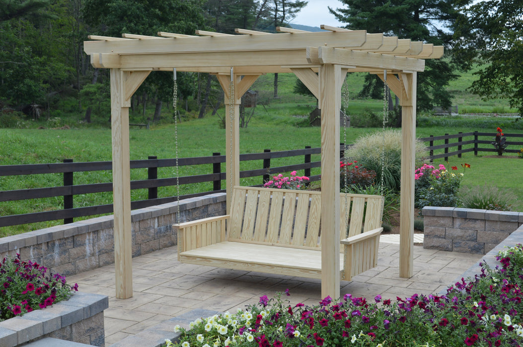 A&L Furniture Co. Amish-Made Bradford Pergola with Wingate Swingbed