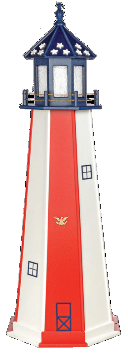 Amish-Made Poly Vertical Panel Style Patriotic Lighthouse
