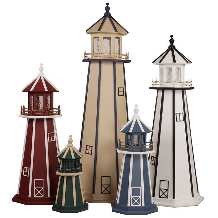 Amish-Made 8-Sided Wooden Painted Lighthouses