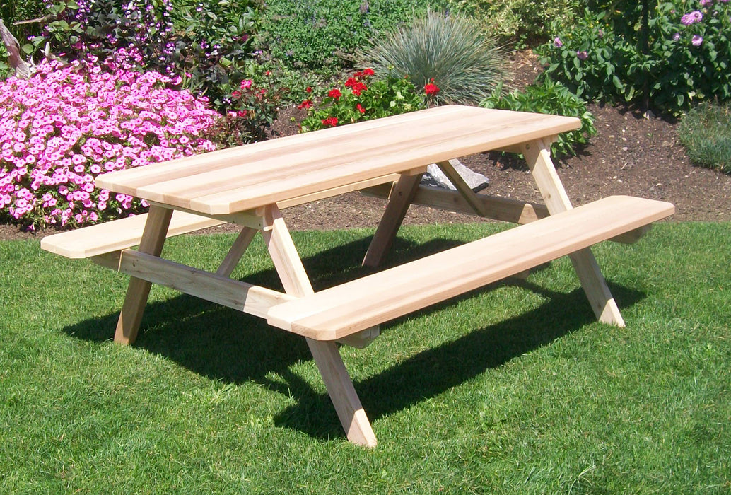 A&L Furniture Co. Amish-Made Cedar Picnic Tables with Attached Benches