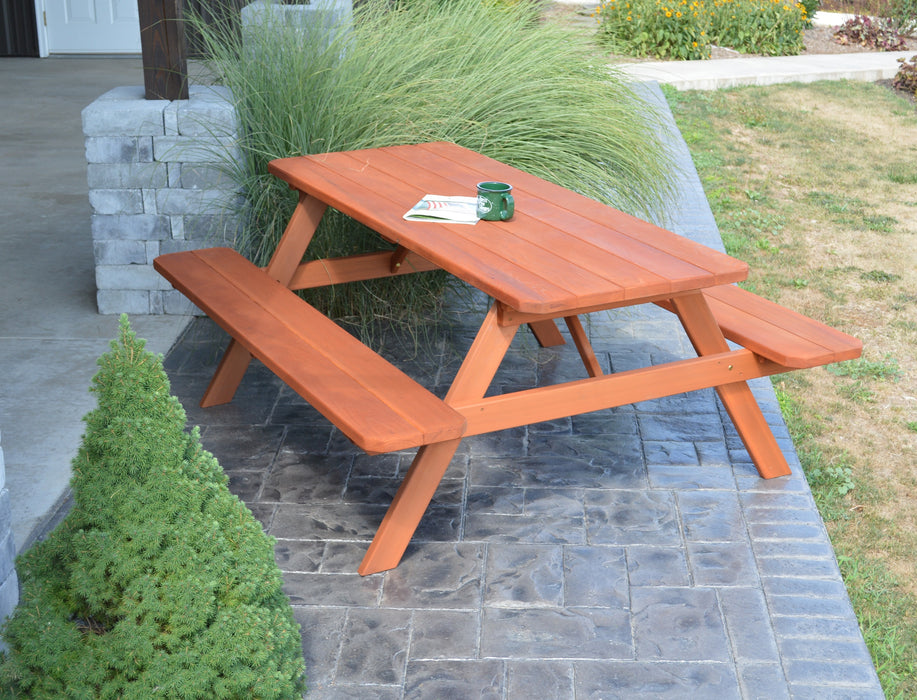 A&L Furniture Co. Amish-Made Cedar Picnic Tables with Attached Benches