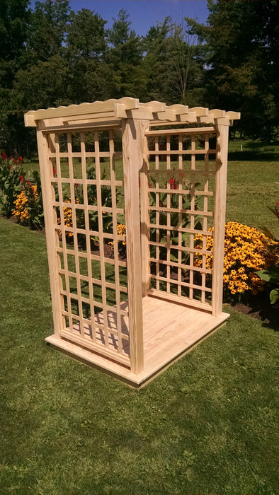 Amish-Made 4' Pine Arbor with Deck - Available in 4 Styles, 10 Colors