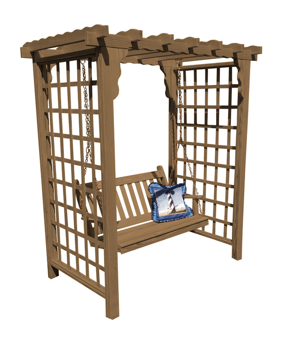 Amish-Made 6' Pine Arbor with Swing - Available in 4 Styles, 10 Colors