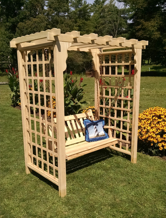 Amish-Made 5' Pine Arbor with Swing - Available in 4 Styles, 10 Colors