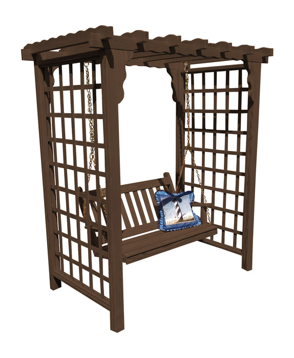 Amish-Made 6' Pine Arbor with Swing - Available in 4 Styles, 10 Colors