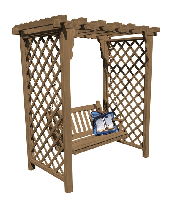 Amish-Made 5' Pine Arbor with Swing - Available in 4 Styles, 10 Colors