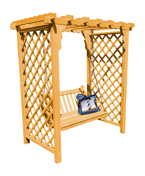 Amish-Made 6' Pine Arbor with Swing - Available in 4 Styles, 10 Colors