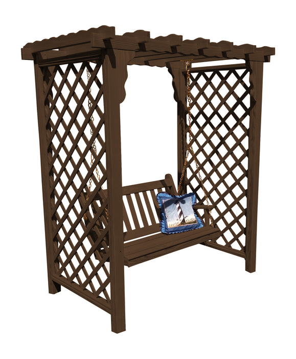 Amish-Made 6' Pine Arbor with Swing - Available in 4 Styles, 10 Colors