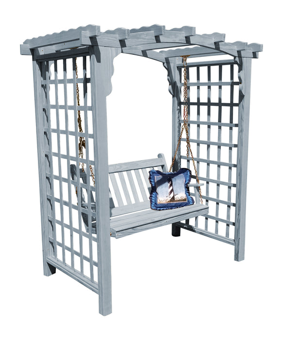 Amish-Made 6' Pine Arbor with Swing - Available in 4 Styles, 10 Colors