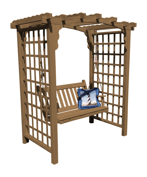 Amish-Made 6' Pine Arbor with Swing - Available in 4 Styles, 10 Colors
