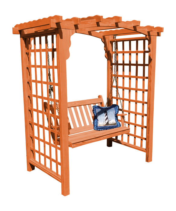 Amish-Made 6' Pine Arbor with Swing - Available in 4 Styles, 10 Colors
