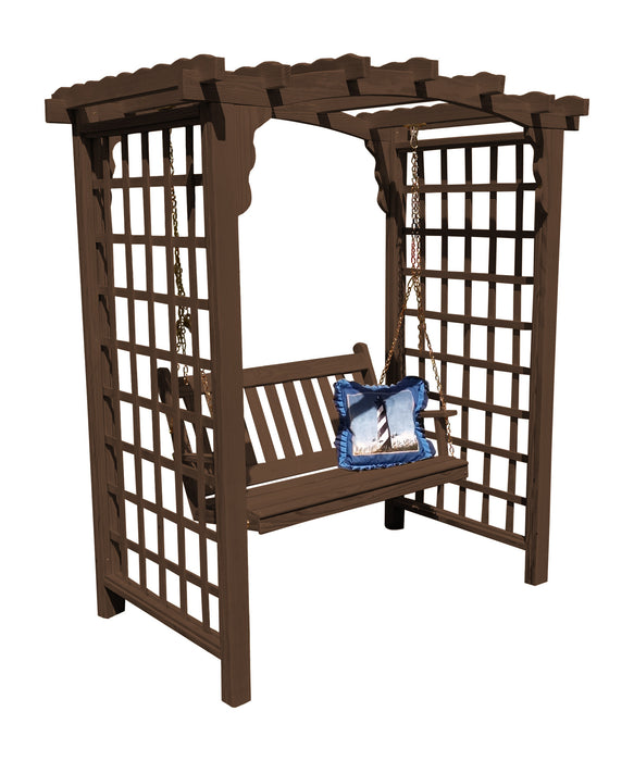 Amish-Made 6' Pine Arbor with Swing - Available in 4 Styles, 10 Colors