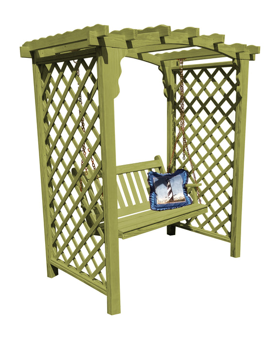 Amish-Made 6' Pine Arbor with Swing - Available in 4 Styles, 10 Colors