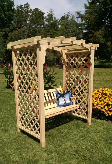 Amish-Made 6' Pine Arbor with Swing - Available in 4 Styles, 10 Colors