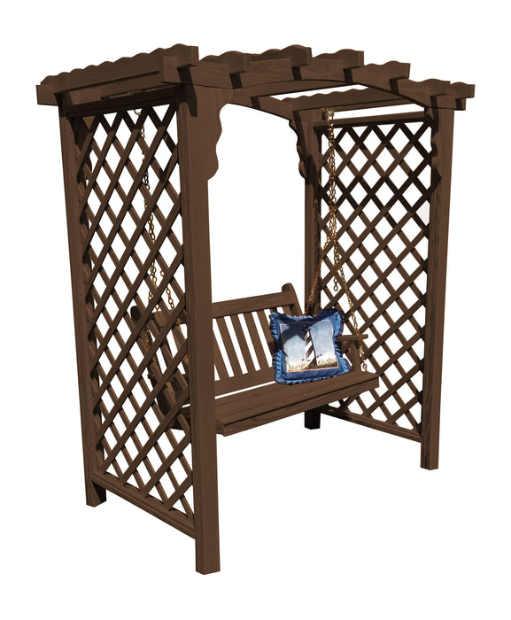 Amish-Made 6' Pine Arbor with Swing - Available in 4 Styles, 10 Colors