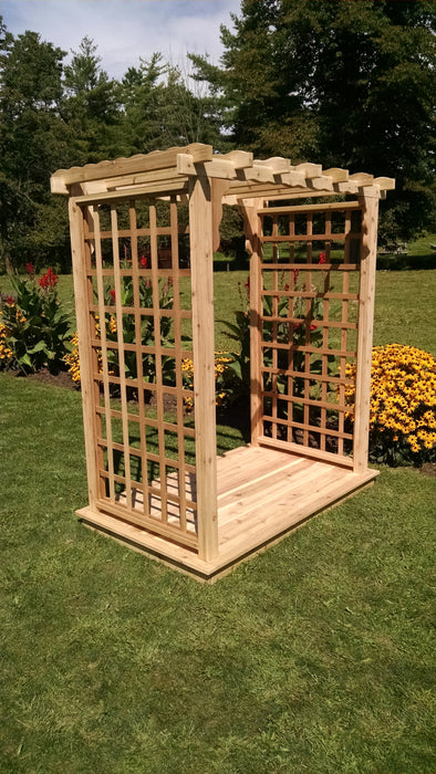 Amish-Made 4' Cedar Arbor with Deck - Available in 4 Styles, 9 Colors