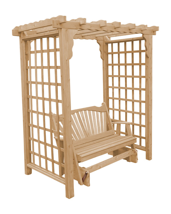 Amish-Made 6' Pine Arbor with Glider - Available in 4 Styles, 10 Colors