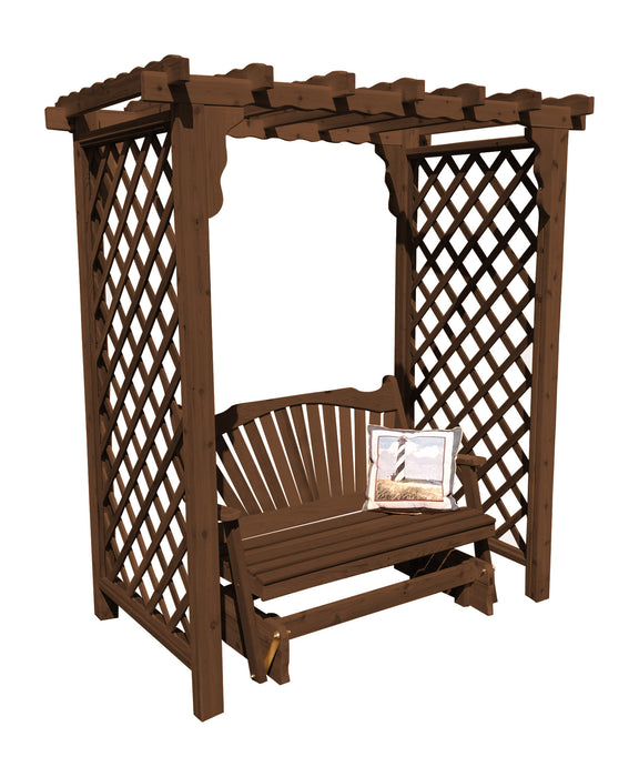 Amish-Made 5' Cedar Arbor with Glider - Available in 4 Styles, 9 Colors