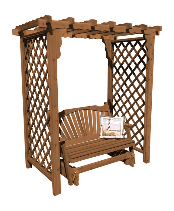 Amish-Made 5' Pine Arbor with Glider - Available in 4 Styles, 10 Colors