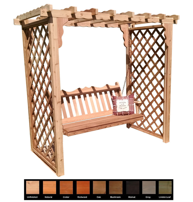 Amish-Made 6' Cedar Arbor with Swing - Available in 4 Styles, 9 Colors
