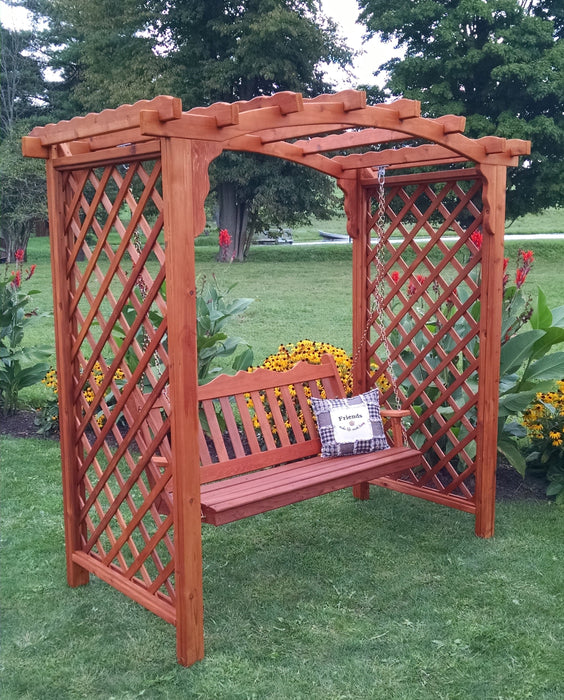 Amish-Made 5' Cedar Arbor with Swing - Available in 4 Styles, 9 Colors
