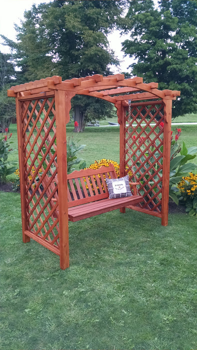 Amish-Made 6' Cedar Arbor with Swing - Available in 4 Styles, 9 Colors