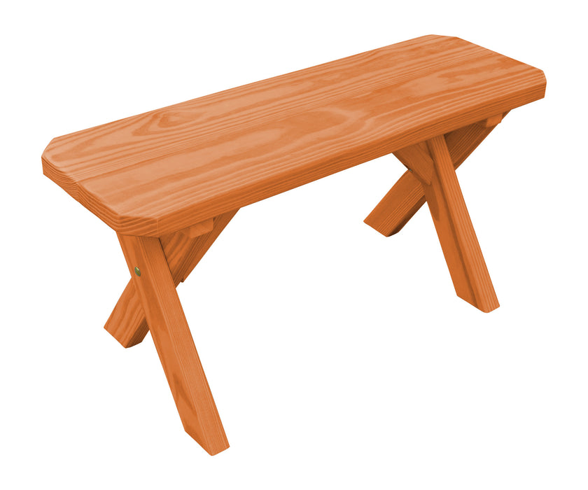 A&L Furniture Co. Amish-Made Stained Pine Cross-Leg Benches