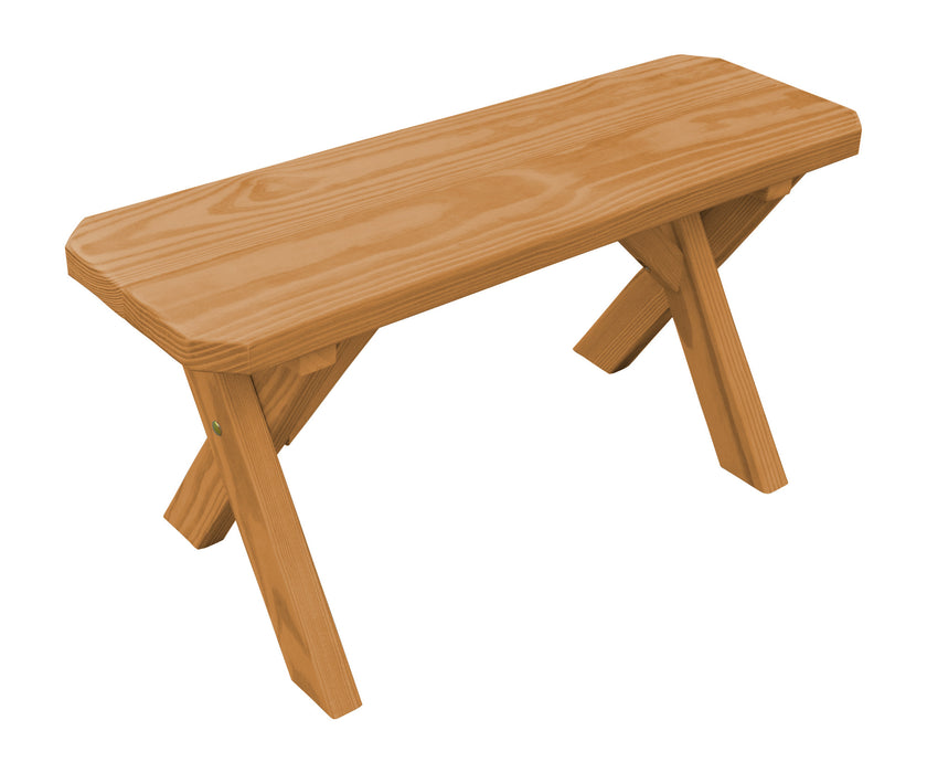 A&L Furniture Co. Amish-Made Stained Pine Cross-Leg Benches