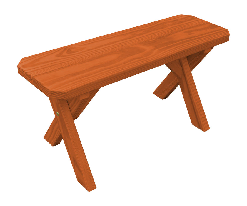 A&L Furniture Co. Amish-Made Stained Pine Cross-Leg Benches