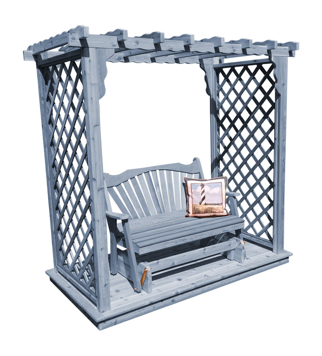 Amish-Made 5' Pine Arbor with Deck & Glider - Available in 4 Styles, 10 Colors