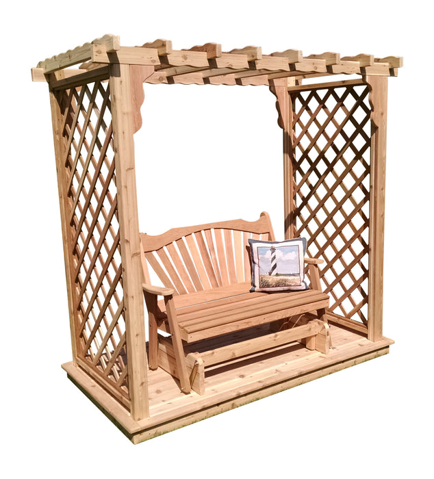 Amish-Made 6' Pine Arbor with Deck & Glider - Available in 4 Styles, 10 Colors