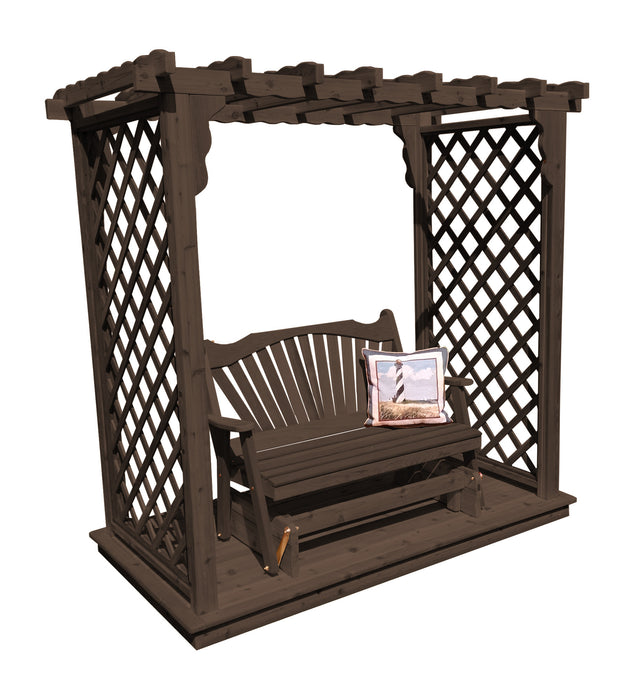 Amish-Made 6' Cedar Arbor with Deck & Glider - Available in 4 Styles, 9 Colors
