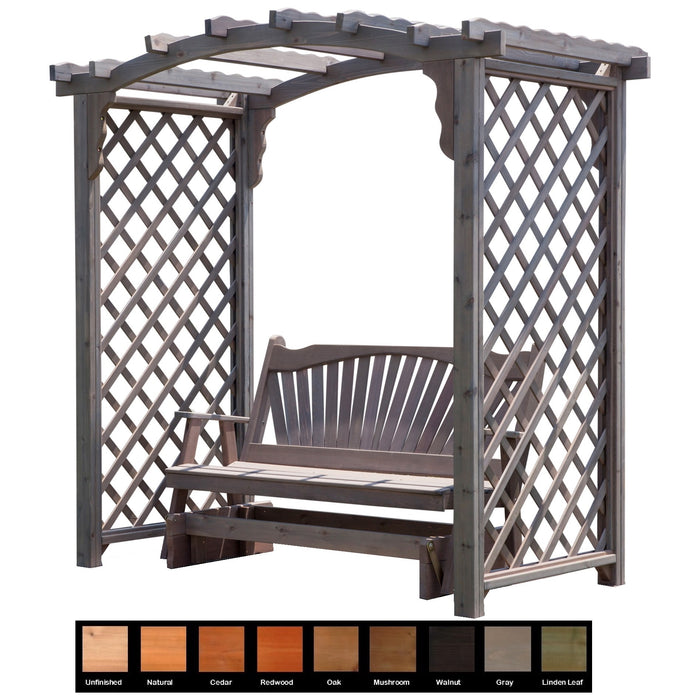 Amish-Made 5' Cedar Arbor with Glider - Available in 4 Styles, 9 Colors