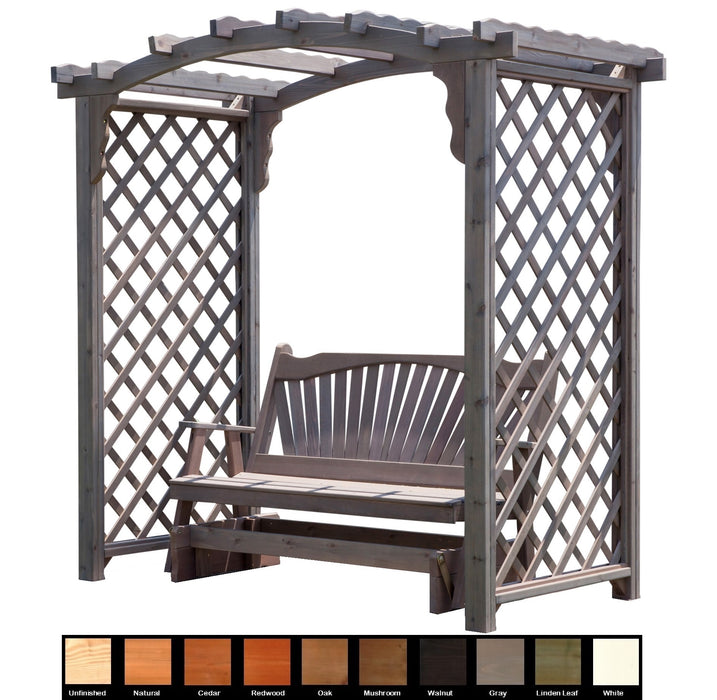 Amish-Made 6' Pine Arbor with Glider - Available in 4 Styles, 10 Colors