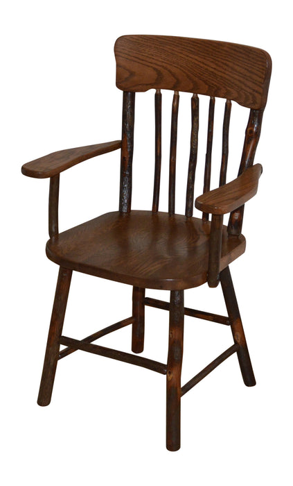 A&L Furniture Co. Amish-Made Hickory Panel Back Dining Chairs with Arms