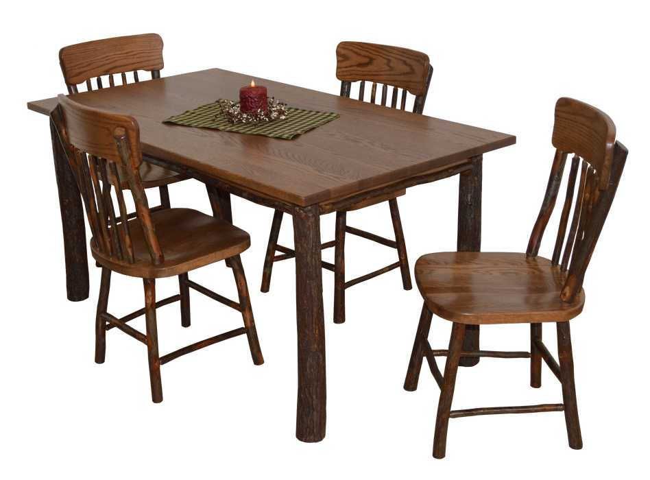 A&L Furniture Co. Amish-Made Hickory 5-Piece Farm Table Sets