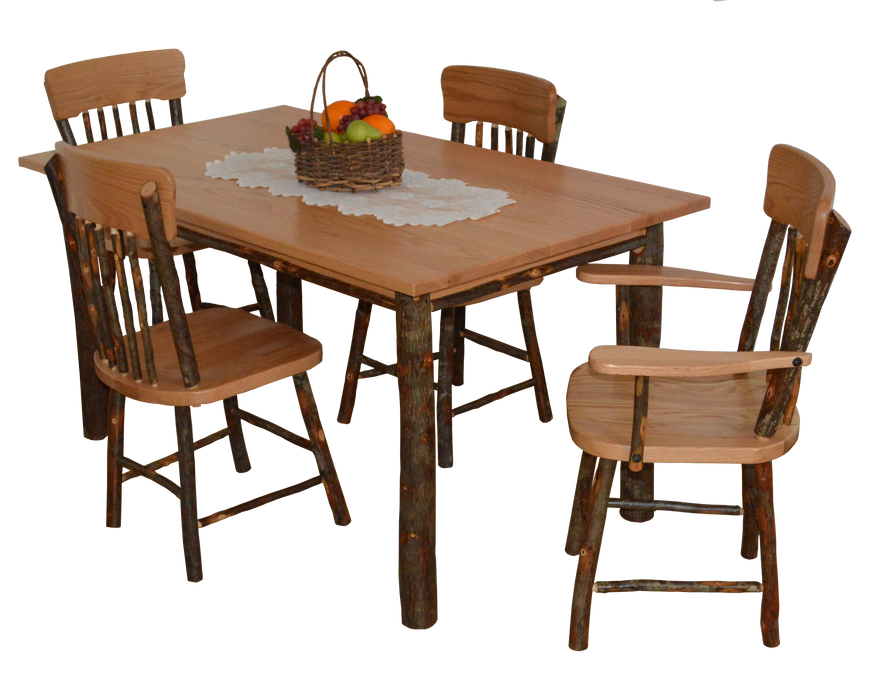 A&L Furniture Co. Amish-Made Hickory 5-Piece Farm Table Sets