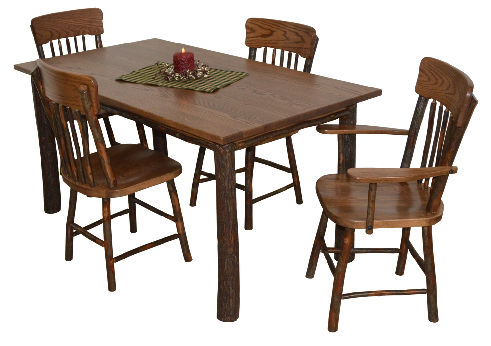 A&L Furniture Co. Amish-Made Hickory 5-Piece Farm Table Sets