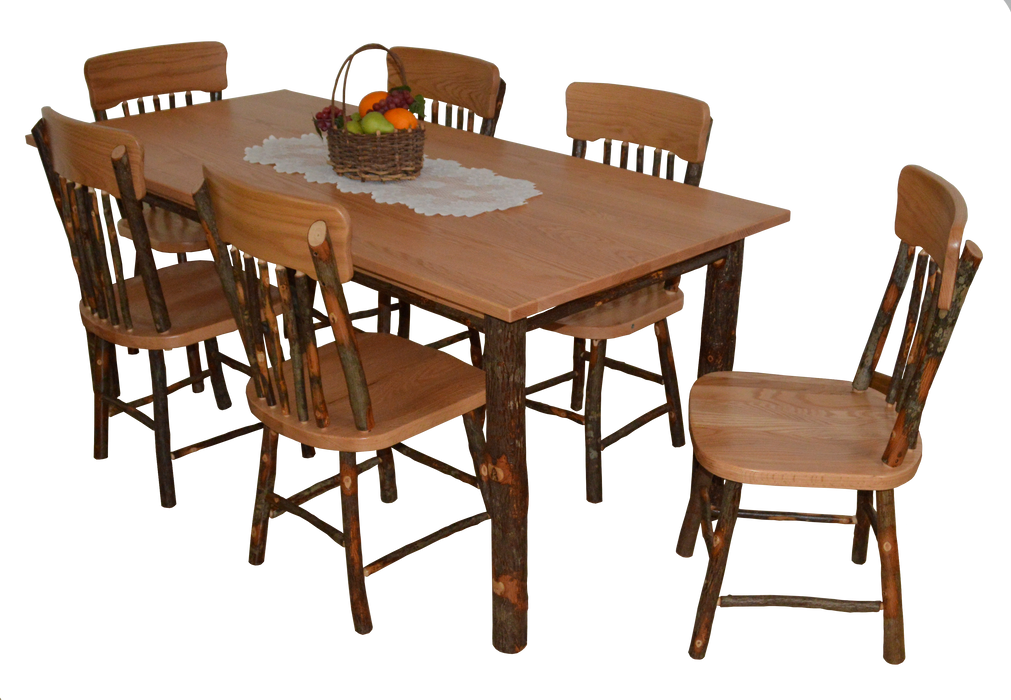 A&L Furniture Co. Amish-Made Hickory 7-Piece Farm Table Sets