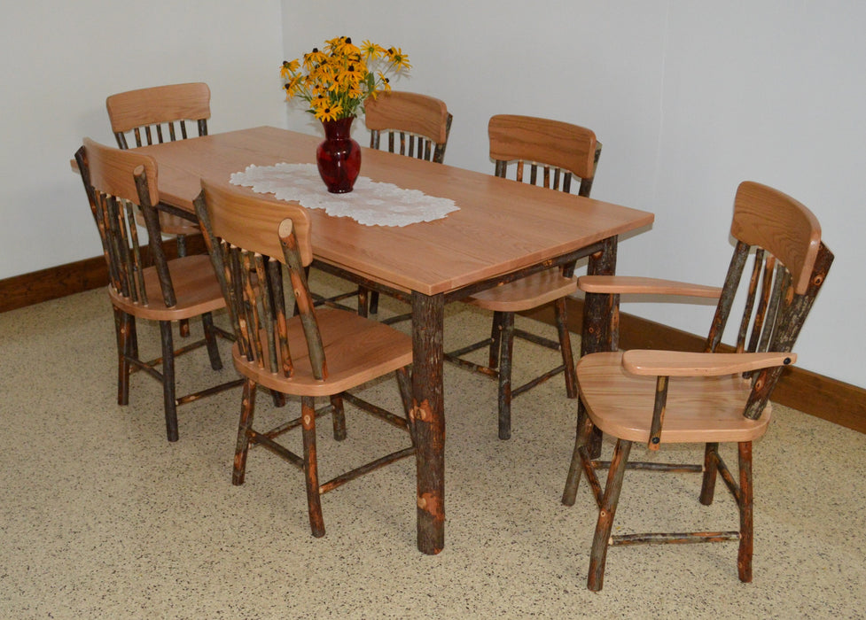 A&L Furniture Co. Amish-Made Hickory 7-Piece Farm Table Sets