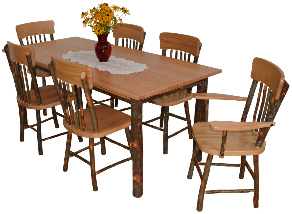 A&L Furniture Co. Amish-Made Hickory 7-Piece Farm Table Sets