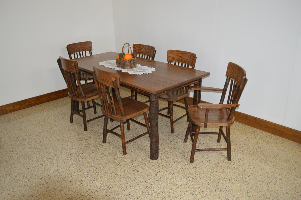 A&L Furniture Co. Amish-Made Hickory 7-Piece Farm Table Sets