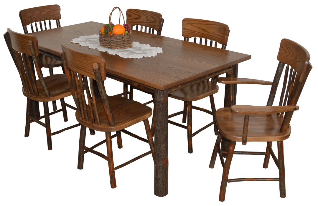 A&L Furniture Co. Amish-Made Hickory 7-Piece Farm Table Sets