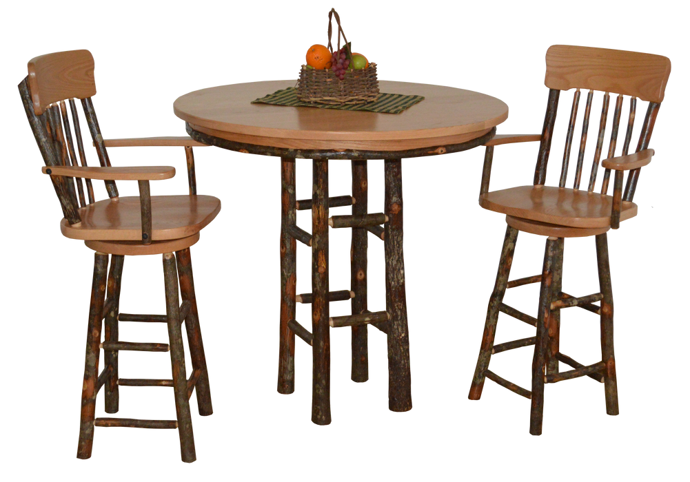 A&L Furniture Co. Amish-Made Hickory 3-Piece Bar Table Sets