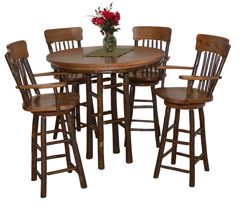 A&L Furniture Co. Amish-Made Hickory 5-Piece Bar Table Sets