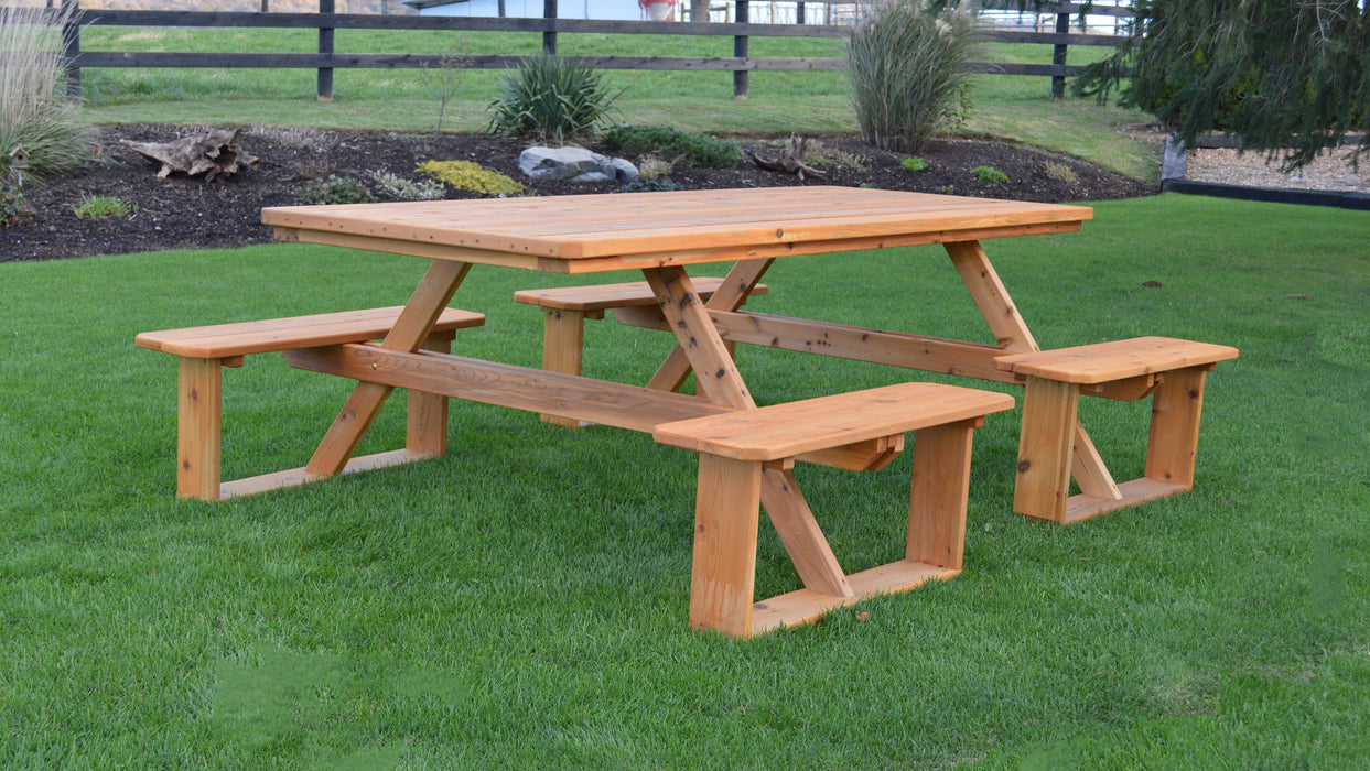 A&L Furniture Co. 8' Amish-Made Rectangular Cedar Walk-In Picnic Tables