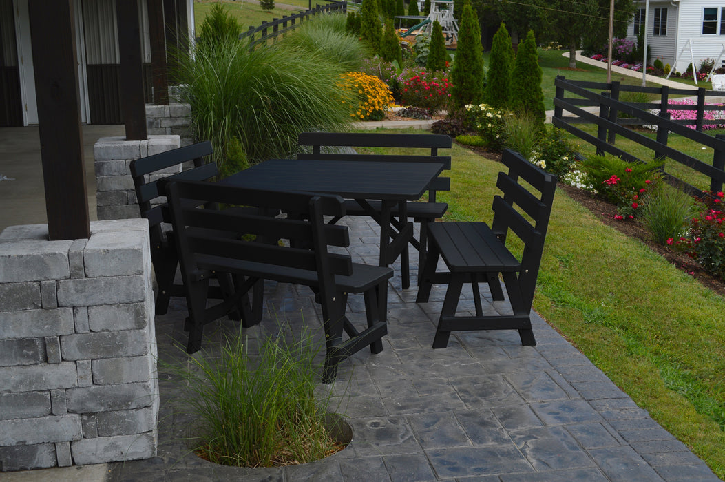 A&L Furniture Co. 43" Amish-Made Square Pine Picnic Table with Backed Benches